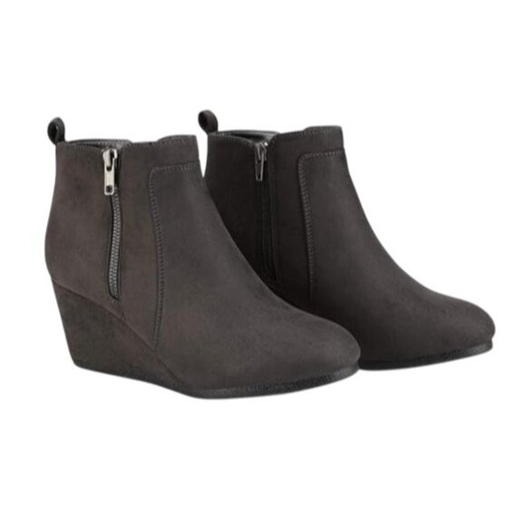 Dream Paris Size 9 Ankle Booties Wedge Heels Faux Suede Side Zipper Closure - Picture 4 of 10